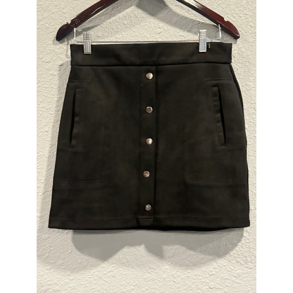 Hyfive Hyfive Women's Faux Suede Skirt, Black, Sz Large